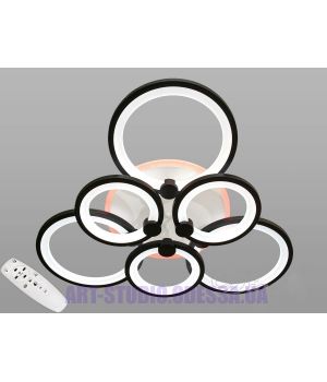 Стельова LED люстра  чорна  6  кілець 82Вт D8022/3+3BK LED 3color dimmer
