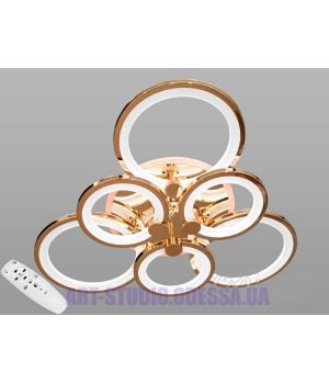 Стельова LED люстра золото 6 кілець 82 Вт D8022/3+3G LED 3color dimmer