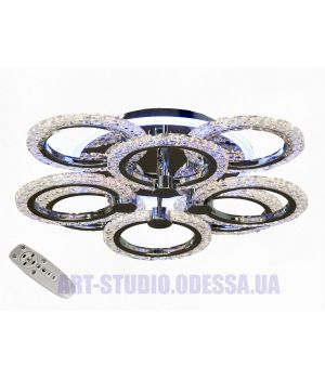 Люстра стельова LED від Art-Studio хром 8 кілець 92Вт A8180/4+4HR LED 3color dimmer