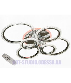 Стельова LED люстра хром 6 кілець 105Вт  A8180/6HR LED 3color dimmer