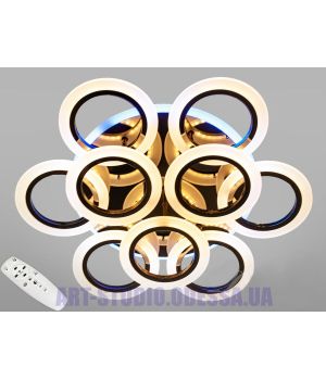 Потолочная светодиодная люстра, 110W 3855/6+3BHR LED 3color dimmer (хром,золото,черный хром)