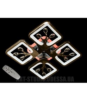 Стельова люстра з диммером та LED підсвічуванням, колір чорний хром, 80W