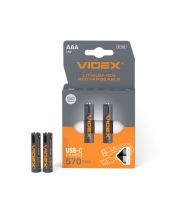 Акумулятор VIDEX Li-ion LIR03C/AAA USB-C 1.5V (захист) 570mAh 2шт/Pack