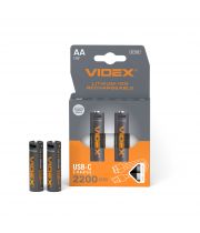 Акумулятор VIDEX Li-ion LIR6C/AA USBC-C 1.5V (захист) 2200mAh 2шт/Pack