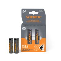 Акумулятор VIDEX Li-ion LIR6C/AA USBC-C 1.5V (захист) 2200mAh 2шт/Pack